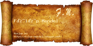 Fülöp Mendel névjegykártya